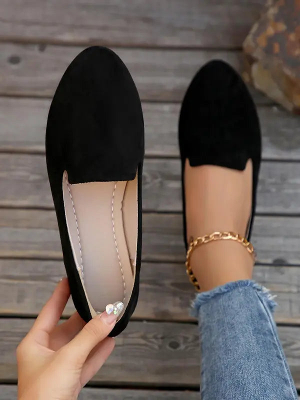 SHERNA™ - Women's Solid Colour Flats Soft Sole Pointed Toe Slip-On Shoes