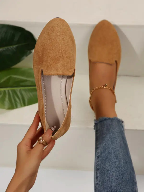 SHERNA™ - Women's Solid Colour Flats Soft Sole Pointed Toe Slip-On Shoes
