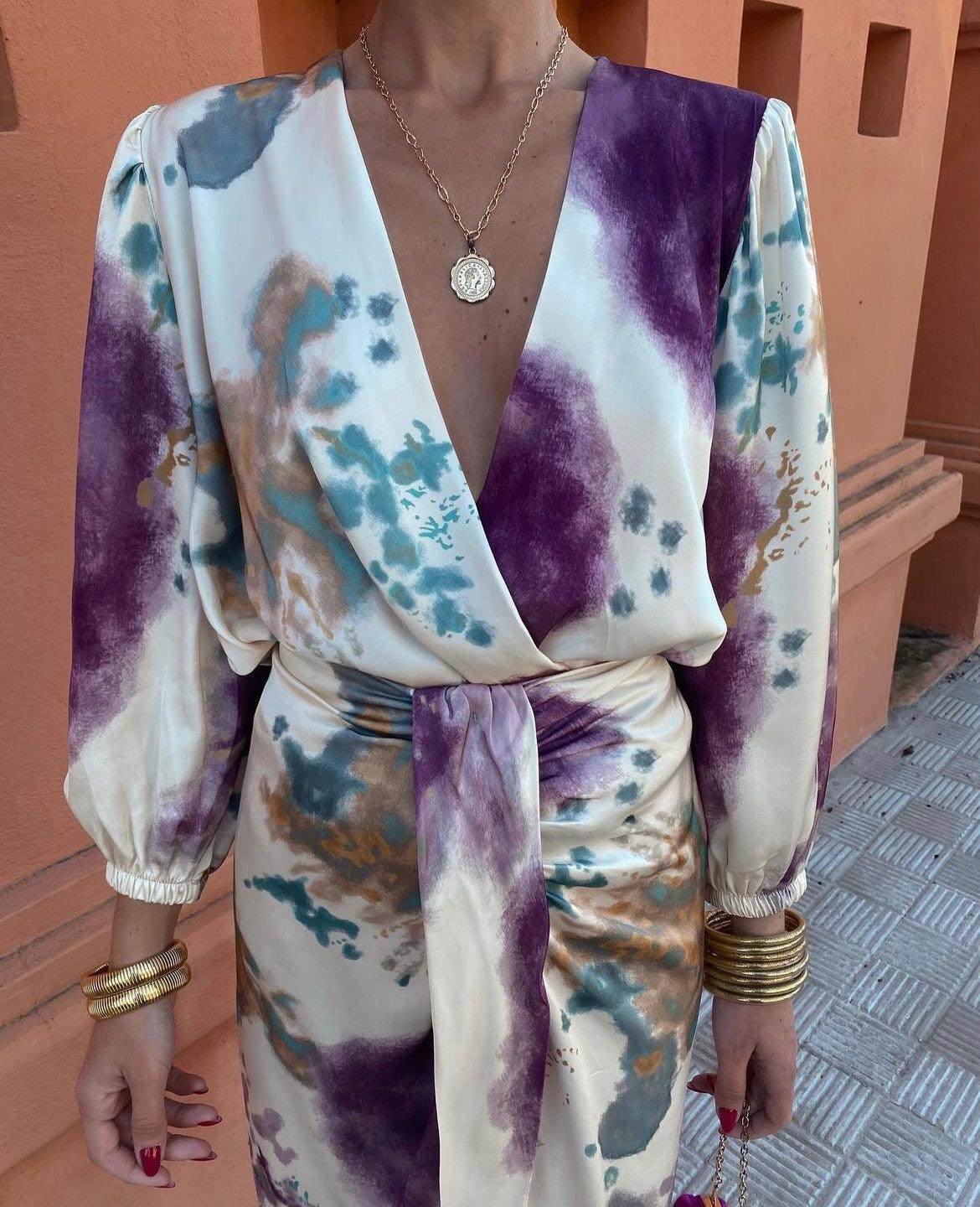 Valeria | Satin V-Neck Dress