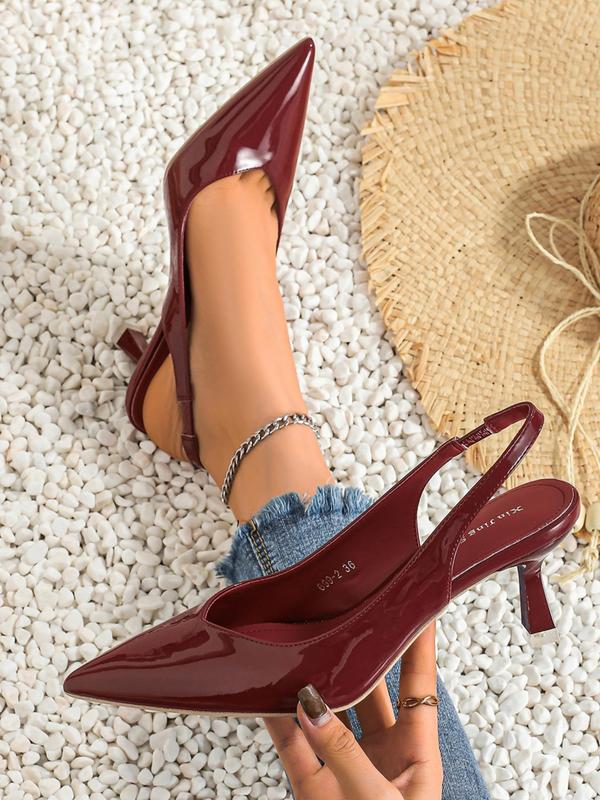 AMIRA™ - Women’s PU Leather Slingback Heels Simple Solid Colour Pointed Toe Pumps