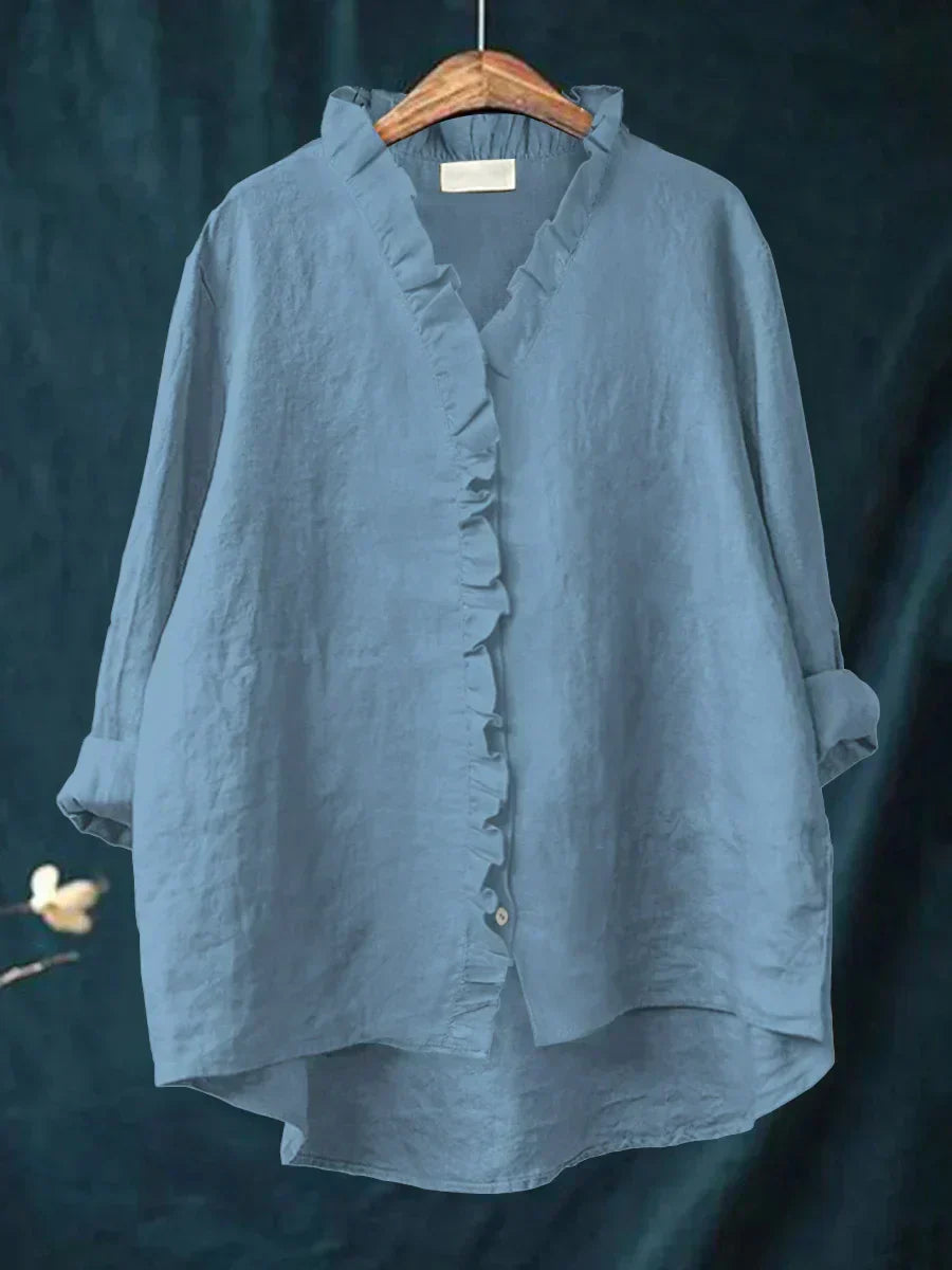 Lily | Cotton and linen blouse with ruffles