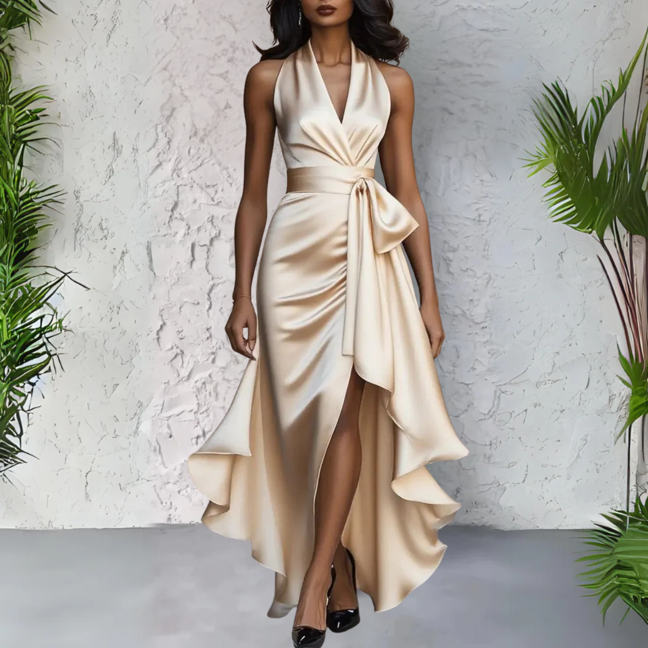 Daphne™ | Elegant evening dress with a flowy asymmetrical cut