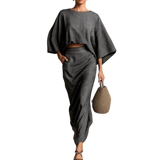 WANDA™ – Stylish Loose-Fit Two-Piece Skirt Set