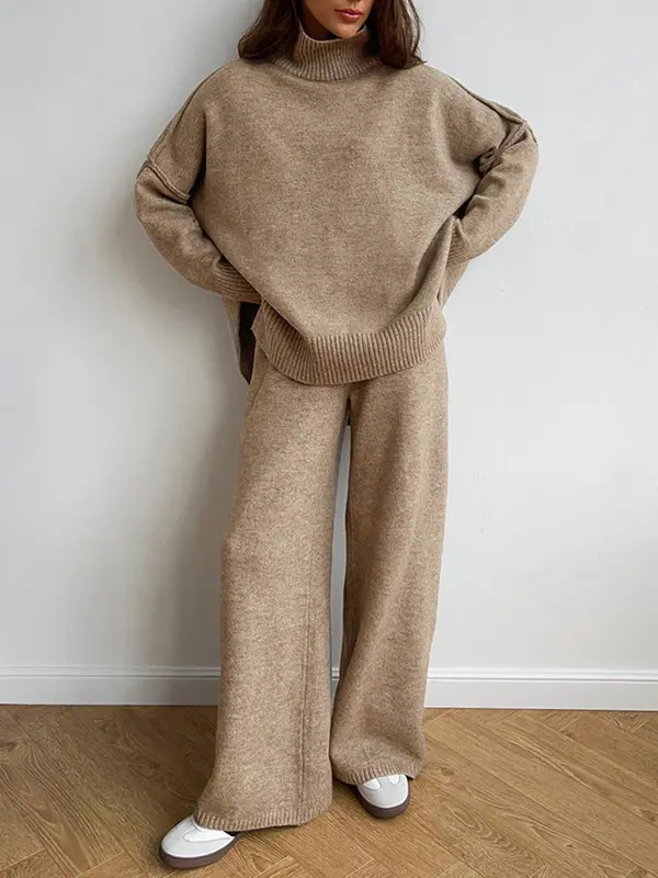 BEATRIX™ – Turtleneck Sweater & Wide Leg Trousers Two-Piece Set