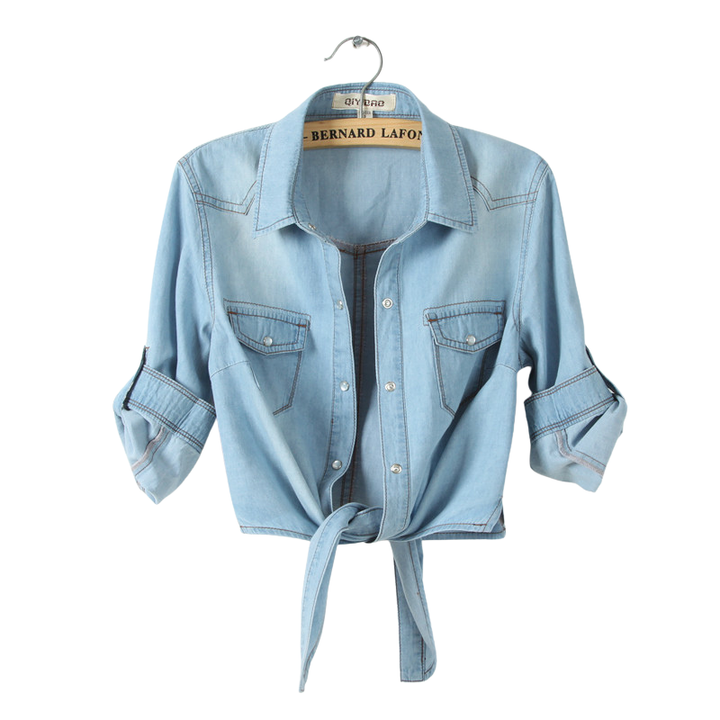 MELISSA™ – Elegant Denim-Like 3/4 Sleeve Top