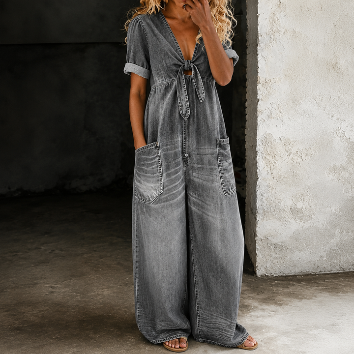 Maya | Wide Leg Denim Jumpsuit