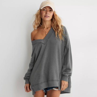 Women's Comfortable Basic V-Neck Lounge Sweater | Sana