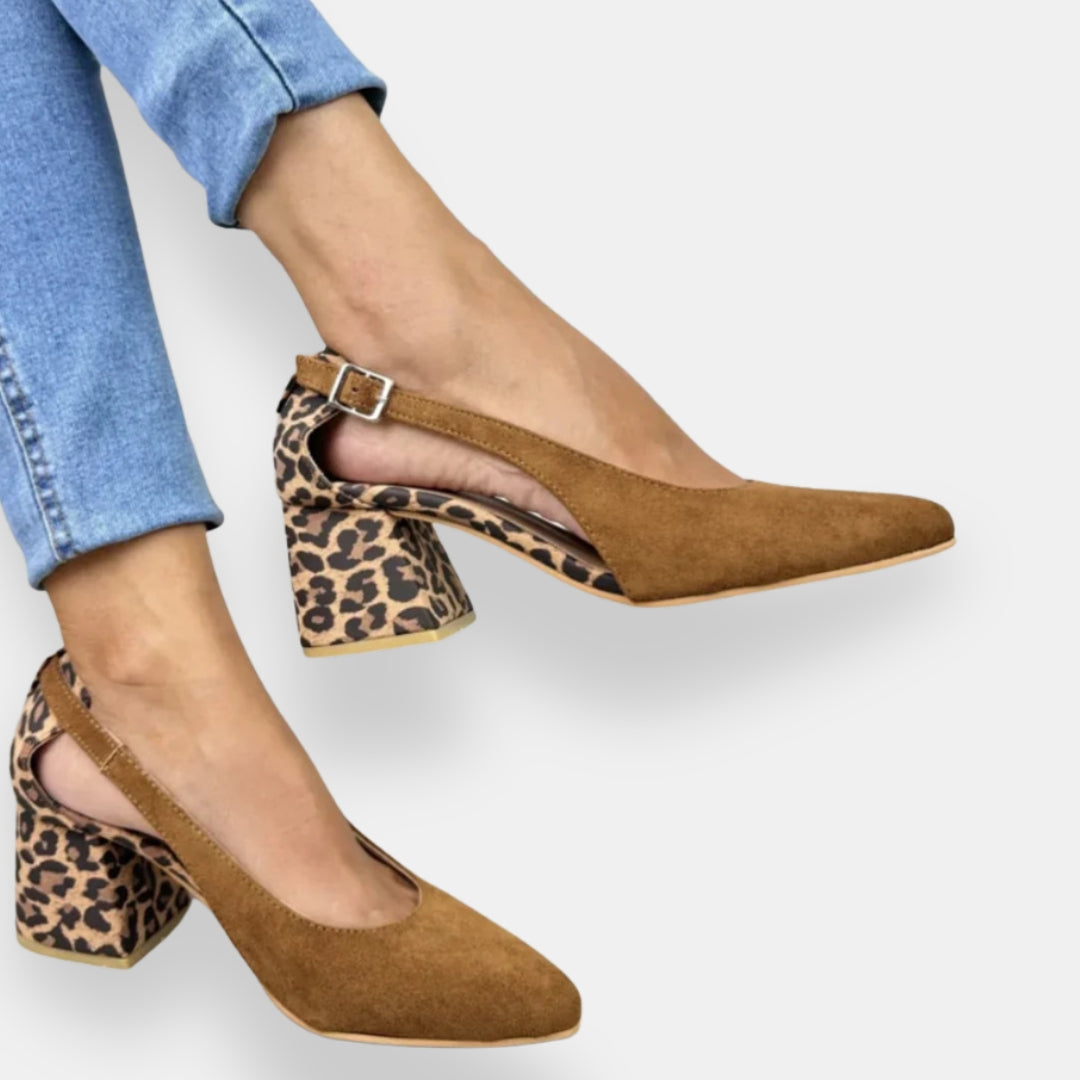 Νελούρδη | Γόβες slingback τακούνι λεοπάρ