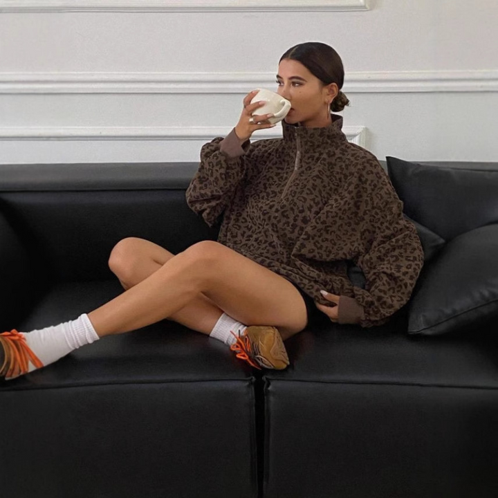 MINDI™ - Cosy Leopard Print Sweatshirt