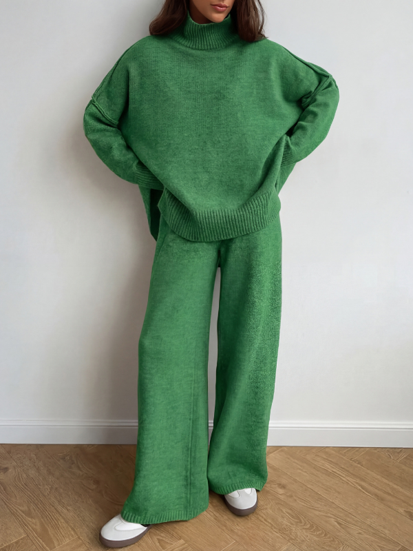 BEATRIX™ – Turtleneck Sweater & Wide Leg Trousers Two-Piece Set
