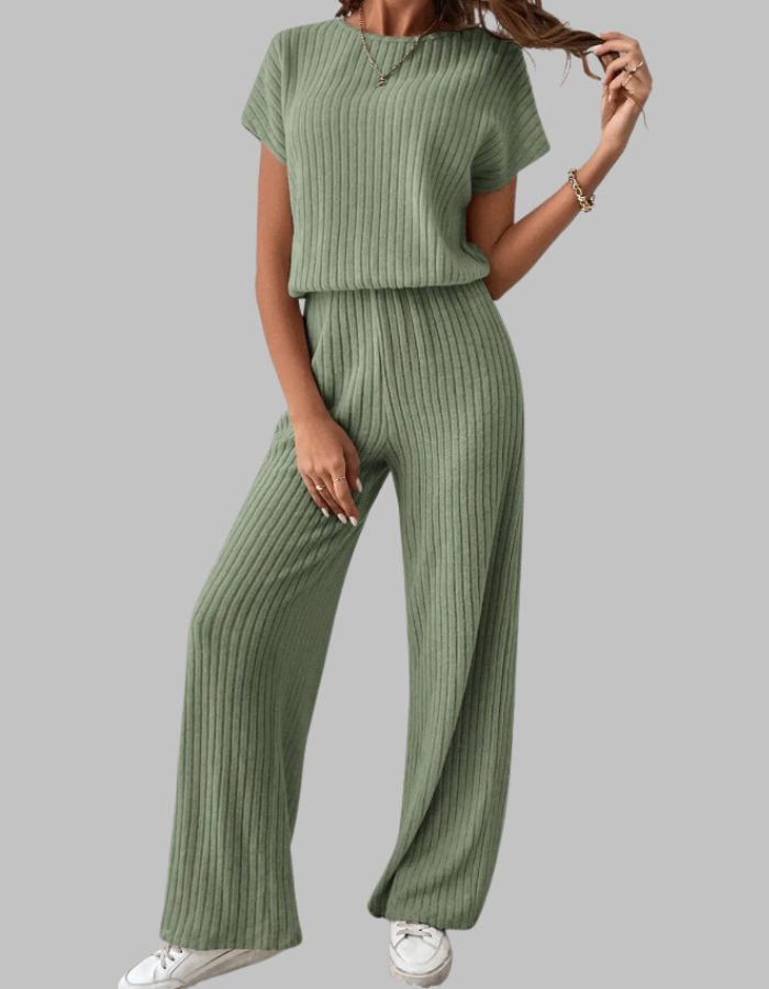 MAGGIE™ - Casual Short Sleeve Top and Trousers Set