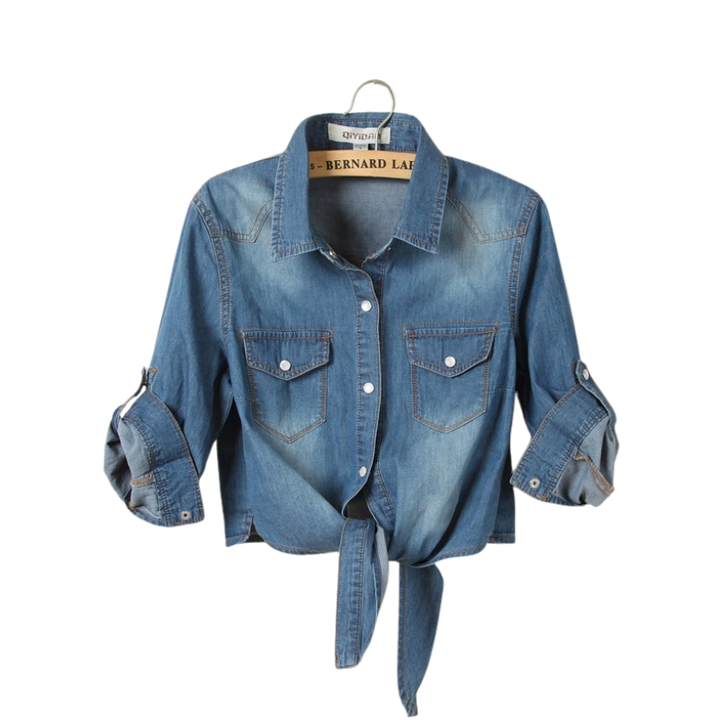 MELISSA™ – Elegant Denim-Like 3/4 Sleeve Top