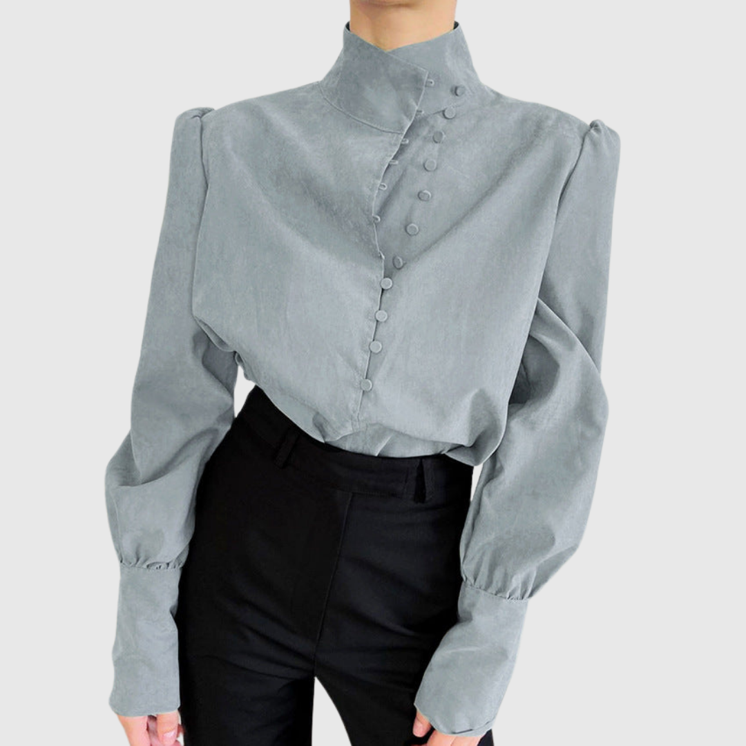 Wrenna | Classy Button-Front Long-Sleeve Blouse