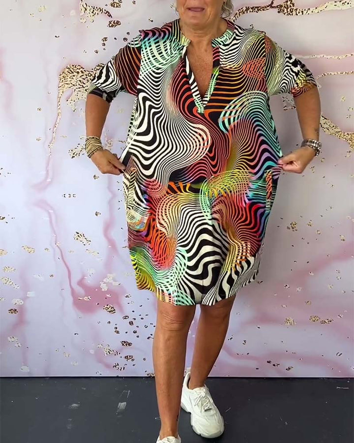 MARI™ - Colourful V-Neck Dress