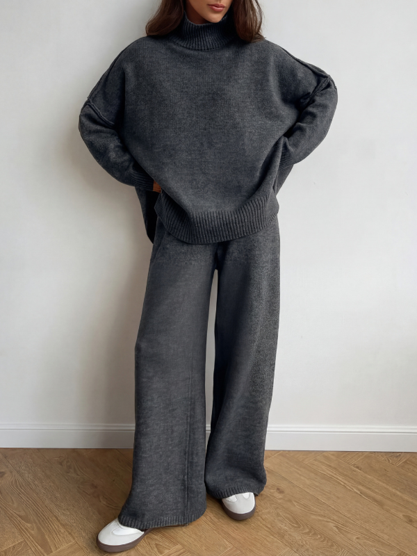 BEATRIX™ – Turtleneck Sweater & Wide Leg Trousers Two-Piece Set
