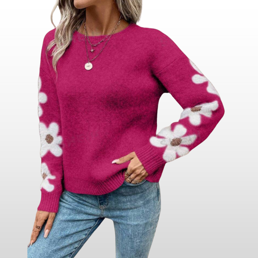 ZOEY™ - Round Neck Floral Pattern Sweater for Autumn/Winter