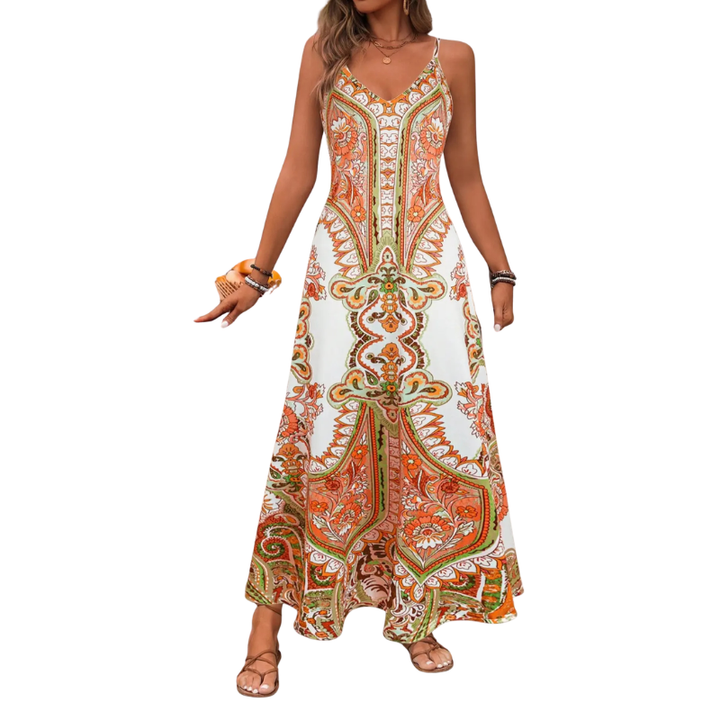HELGA™ – Flowing Floral Holiday Maxi Dress