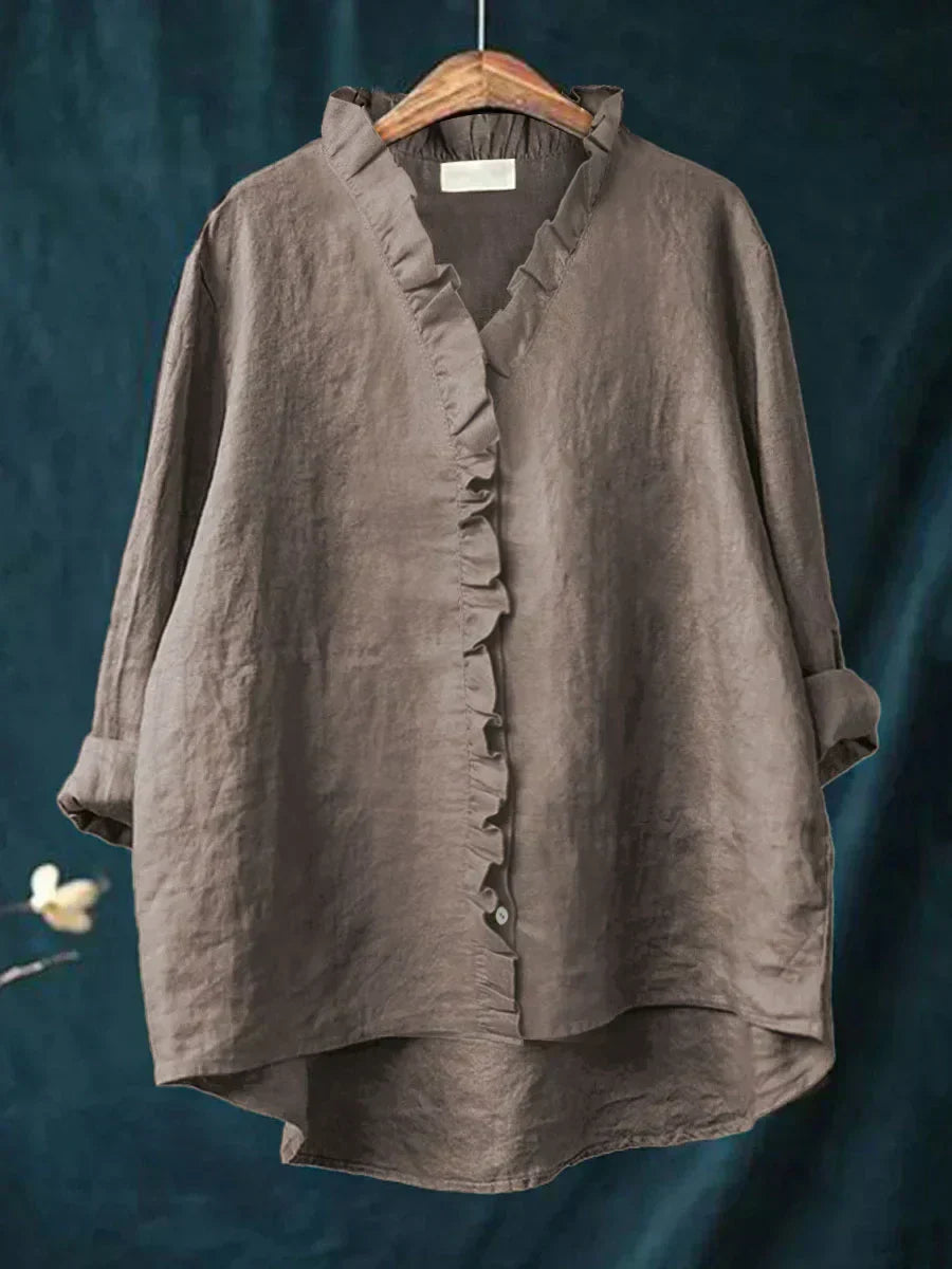 Lily | Cotton and linen blouse with ruffles