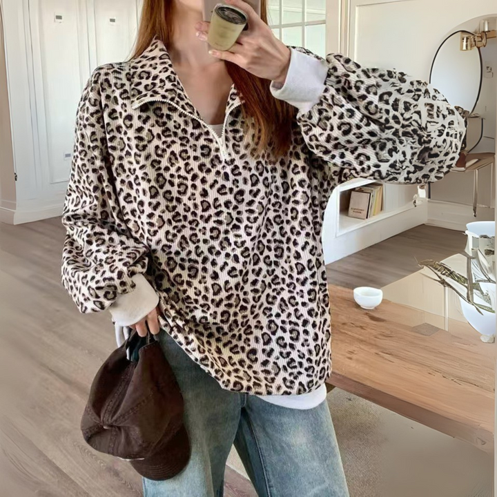 MINDI™ - Cosy Leopard Print Sweatshirt