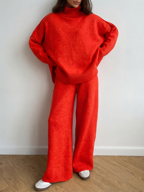 BEATRIX™ – Turtleneck Sweater & Wide Leg Trousers Two-Piece Set