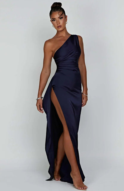 Seraphina Grace | Luxury Satin Evening Dress with Slit – Timeless Elegance