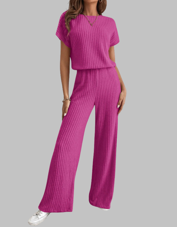 MAGGIE™ - Casual Short Sleeve Top and Trousers Set