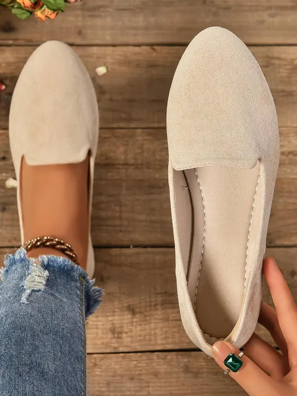 SHERNA™ - Women's Solid Colour Flats Soft Sole Pointed Toe Slip-On Shoes