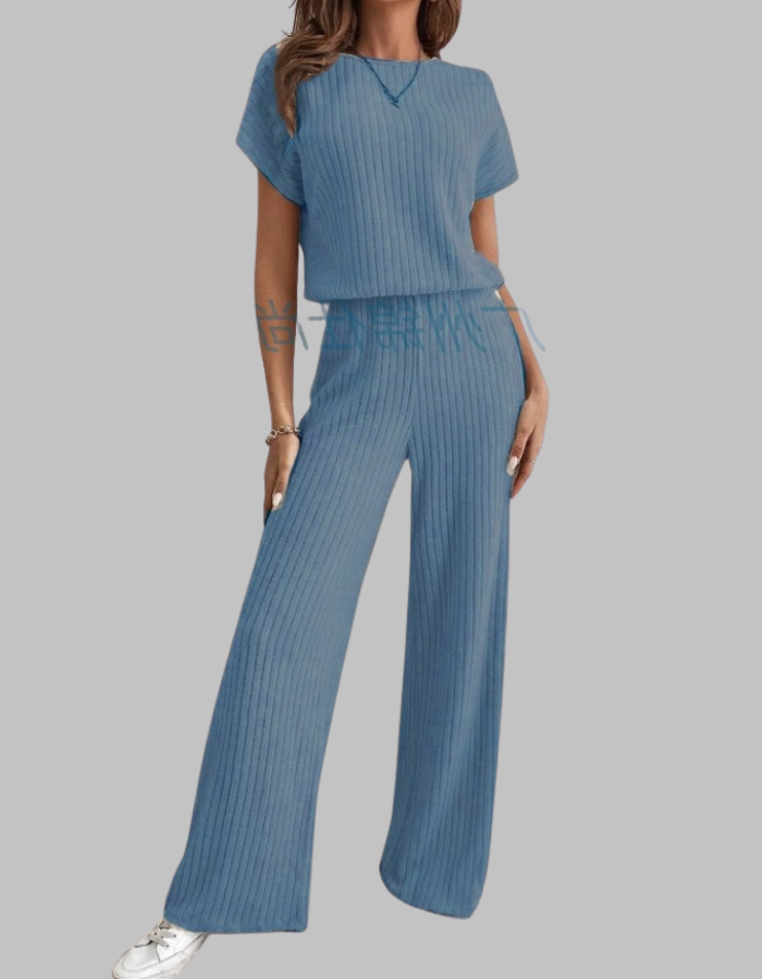 MAGGIE™ - Casual Short Sleeve Top and Trousers Set