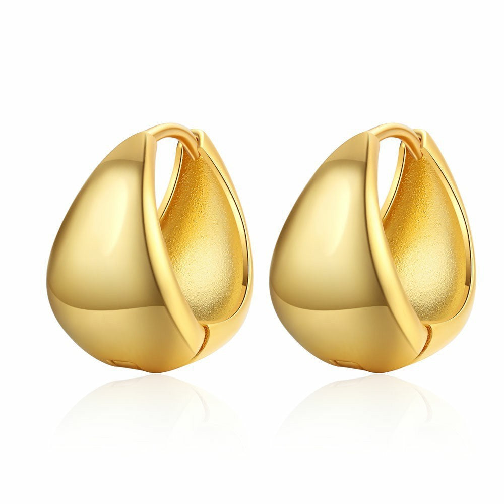 Elena Bellucci | Women's Oval Clip-On Earrings with Luxury Gold Inlay