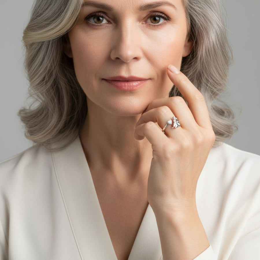 Anne™ – Δαχτυλίδι Εικονίδιο Σκύλου με Καρδιά (Ροζ)