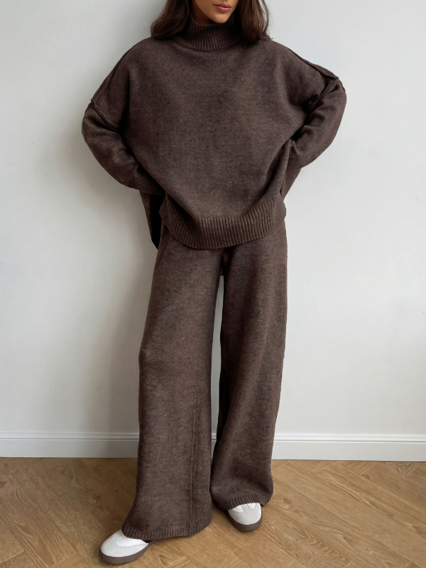 BEATRIX™ – Turtleneck Sweater & Wide Leg Trousers Two-Piece Set