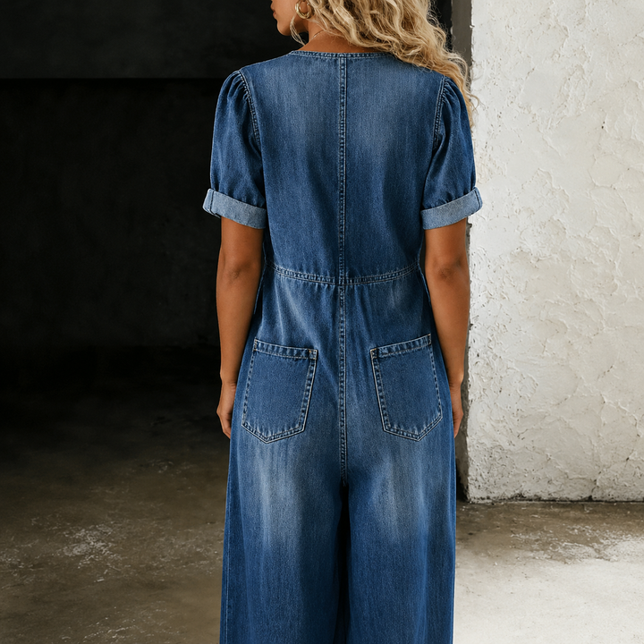 Maya | Wide Leg Denim Jumpsuit