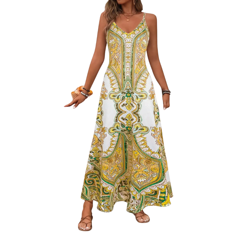 HELGA™ – Flowing Floral Holiday Maxi Dress