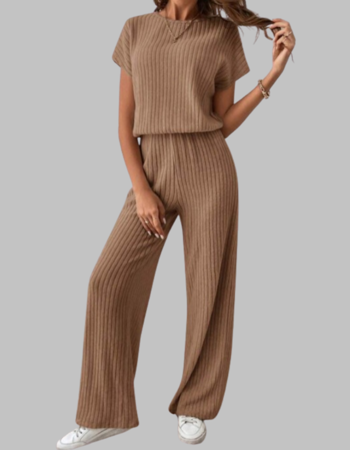 MAGGIE™ - Casual Short Sleeve Top and Trousers Set