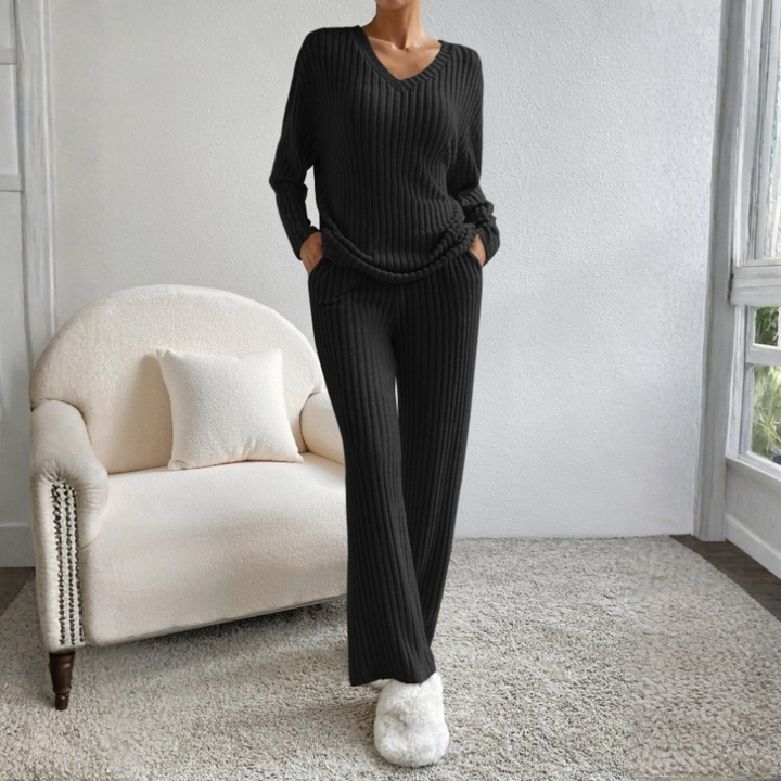 ENLINS™ - Casual Long Sleeve V-Neck Top and Trousers Set