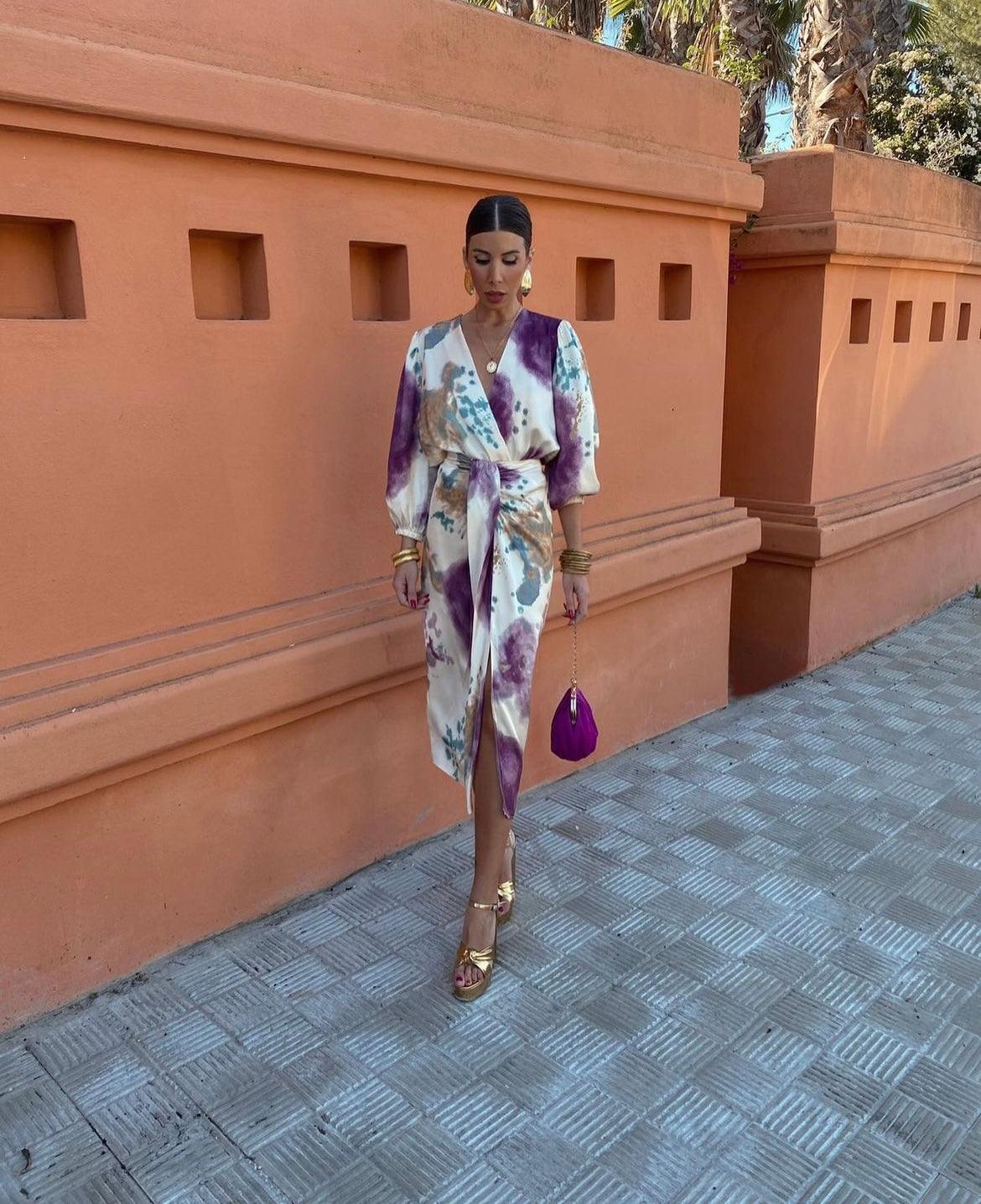 Valeria | Satin V-Neck Dress