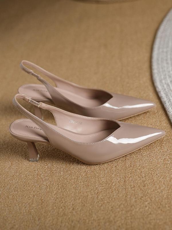 AMIRA™ - Women’s PU Leather Slingback Heels Simple Solid Colour Pointed Toe Pumps