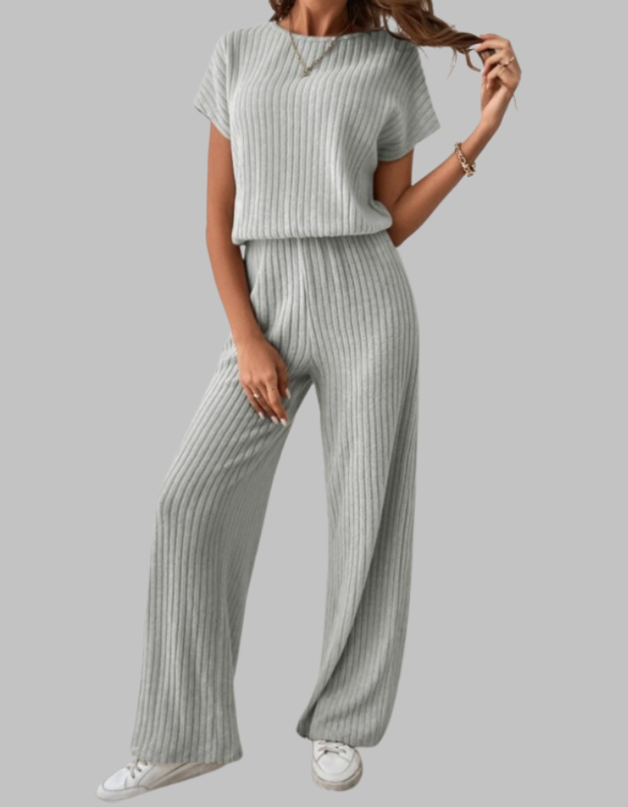 MAGGIE™ - Casual Short Sleeve Top and Trousers Set