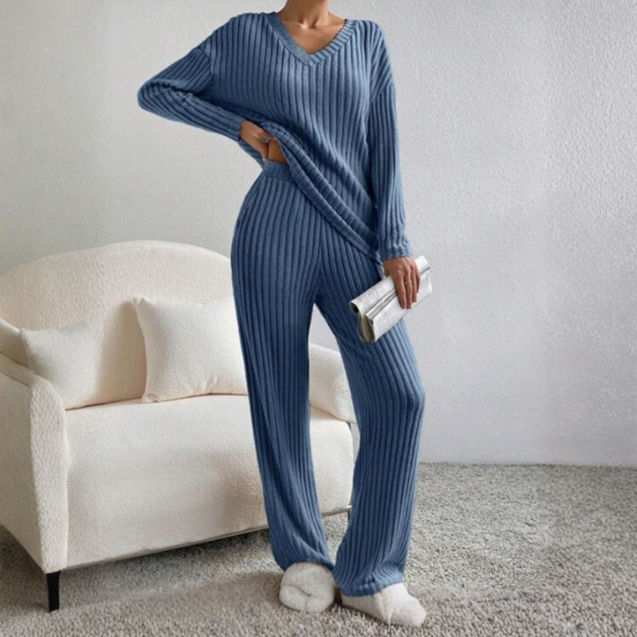 ENLINS™ - Casual Long Sleeve V-Neck Top and Trousers Set