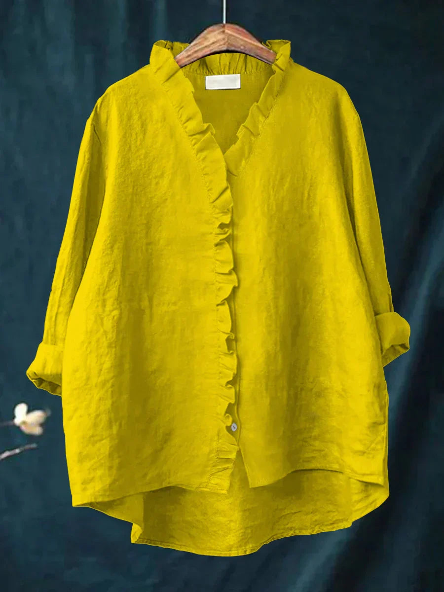 Lily | Cotton and linen blouse with ruffles