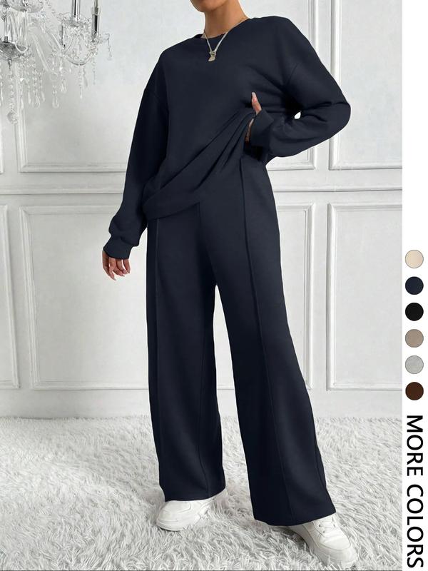 BETH™ - Casual Solid Colour Sweatshirt & Trousers Set for Outdoor Comfort