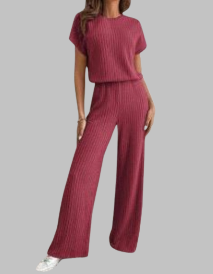 MAGGIE™ - Casual Short Sleeve Top and Trousers Set