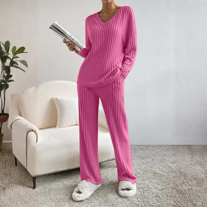 ENLINS™ - Casual Long Sleeve V-Neck Top and Trousers Set