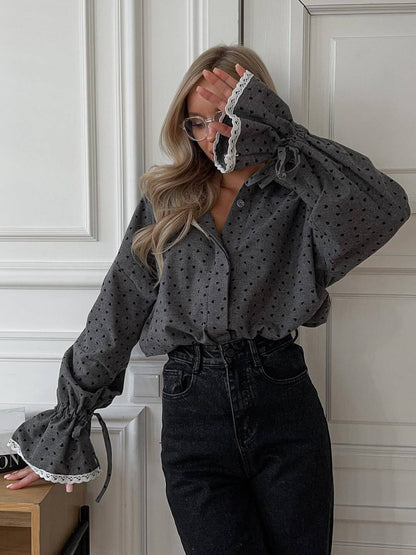 vintage polka dot lace blouse