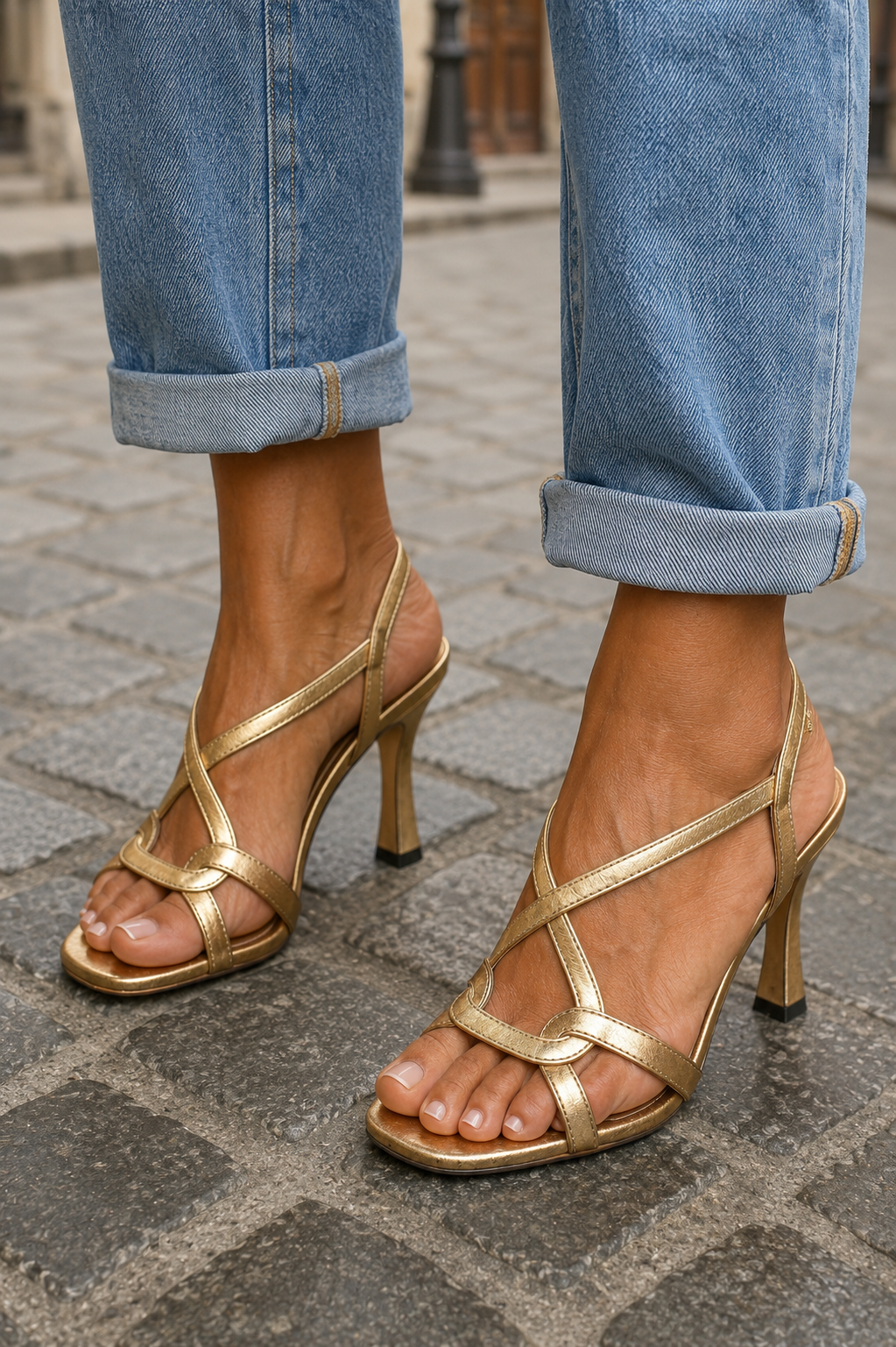 Cassie | Σανδάλια με Τακούνι Golden Summer Charm