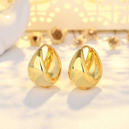 Elena Bellucci | Women's Oval Clip-On Earrings with Luxury Gold Inlay
