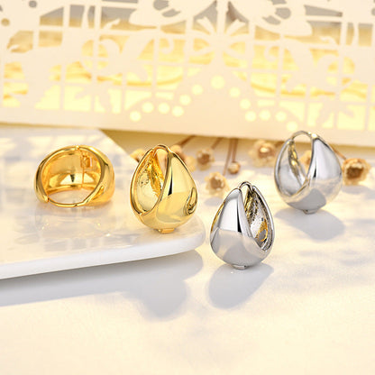 Elena Bellucci | Women's Oval Clip-On Earrings with Luxury Gold Inlay