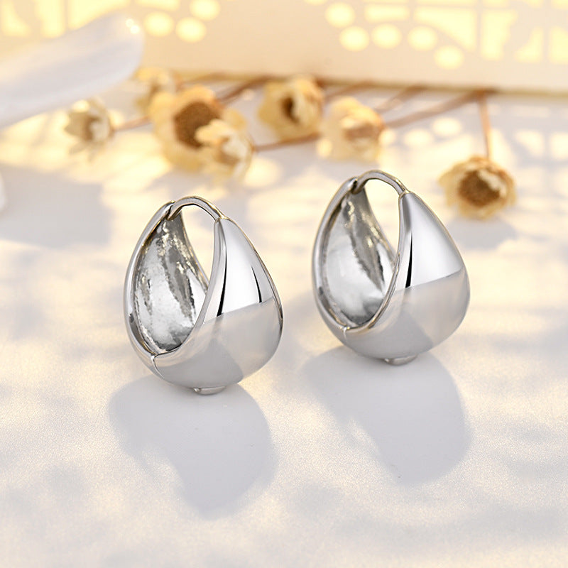 Elena Bellucci | Women's Oval Clip-On Earrings with Luxury Gold Inlay