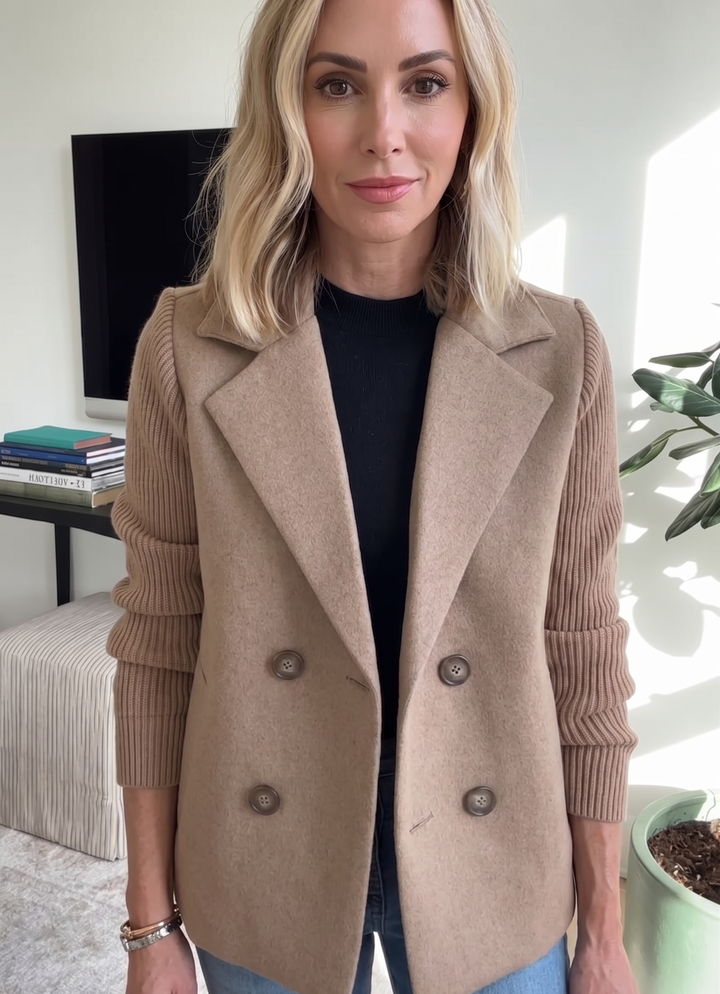 SORELLE™ - Elegant Knit-Sleeve Blazer
