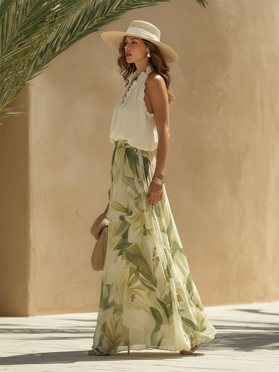 Lysandra™ | Elegant summer set with halter top and trousers